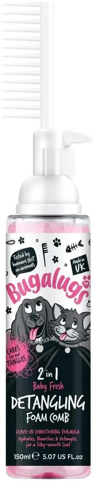 Bugalugs 2in1 Bebalzamavosi Putos – Kūdikių gaivaus kvapo, 150 ml, lengvai iššukuojamos formulės lygiai Kailio