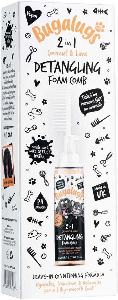 Bugalugs 2in1 Detangling Foam Šukos – Kokosų ir žaliosios citrinos kvapo, 150ml, lengva prižiūrėti kailį