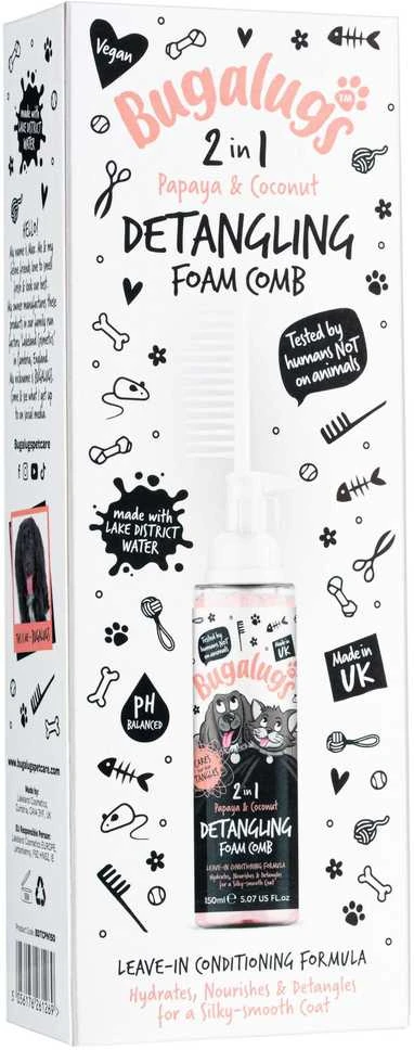 Bugalugs 2in1 Detangling Foam Šukos – Papaja & Kokosas, 150ml, Greito veikimo formulė