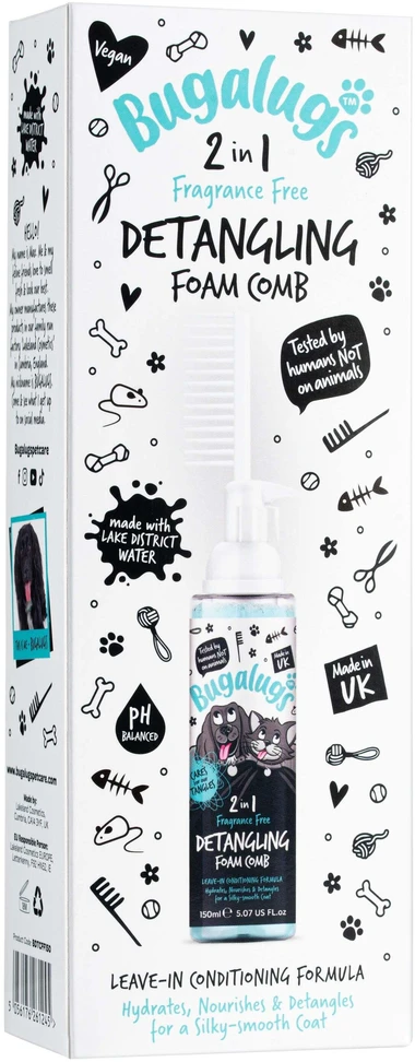 Bugalugs 2in1 Detangling Putos – Bekvapių, 150ml, lengvai šukuojama formulė