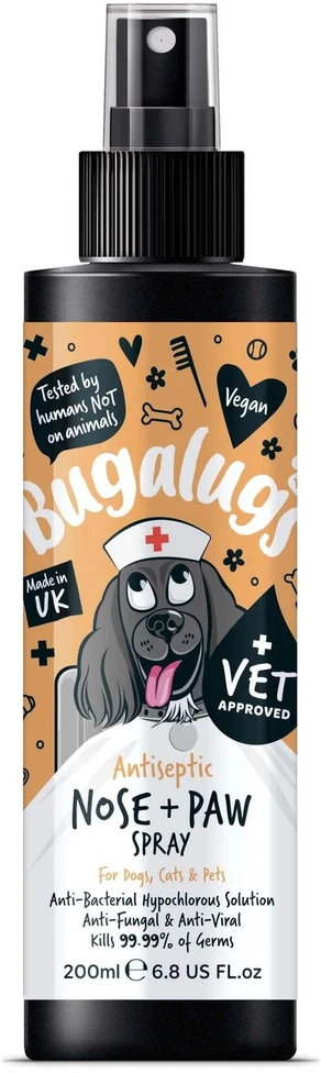 Bugalugs Antiseptinis Purškiklis Nosiai ir Letenoms 200 ml – Švelni Greito Poveikio Formulė Jautriai Odai