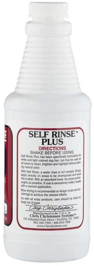 Chris Christensen Self Rinse Plus sausasis šampūnas – Skaidrinamoji formulė baltiems ir šviesios spalvos kailiams, 473 ml