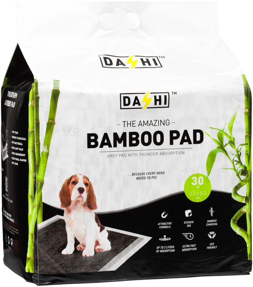 Dashi Bambukiniai Antibakteriniai Higieniniai Paklotai 60x80cm – Aktyvuota Anglis, 30 vnt. pakuotė