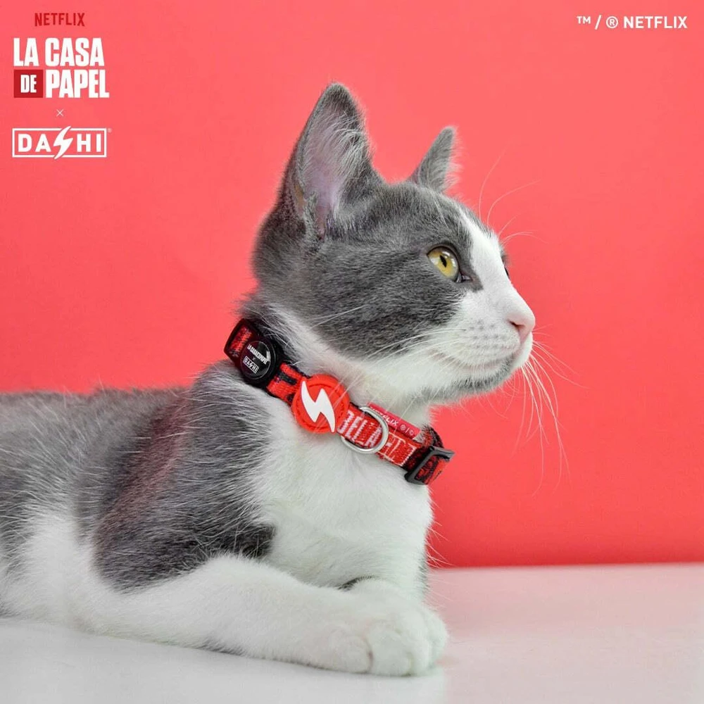 Dashi La Casa De Papel Bella Ciao Cat Collar – Raudonas, „Money Heist“ tema, reguliuojamas dizainas