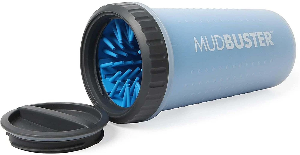 Dexas Lidded Mudbuster Didelis – Silikoninis Šunų Letenų Valiklis su Sandariu Dangteliu, Mėlynas, Dydis L