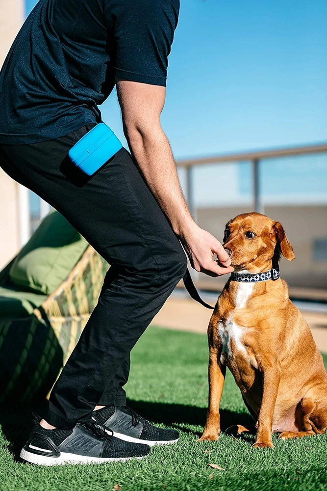 Dexas Pooch Pouch Silikoninis skanėstų laikiklis – Inovatyvus patogus dizainas, mėlynos spalvos