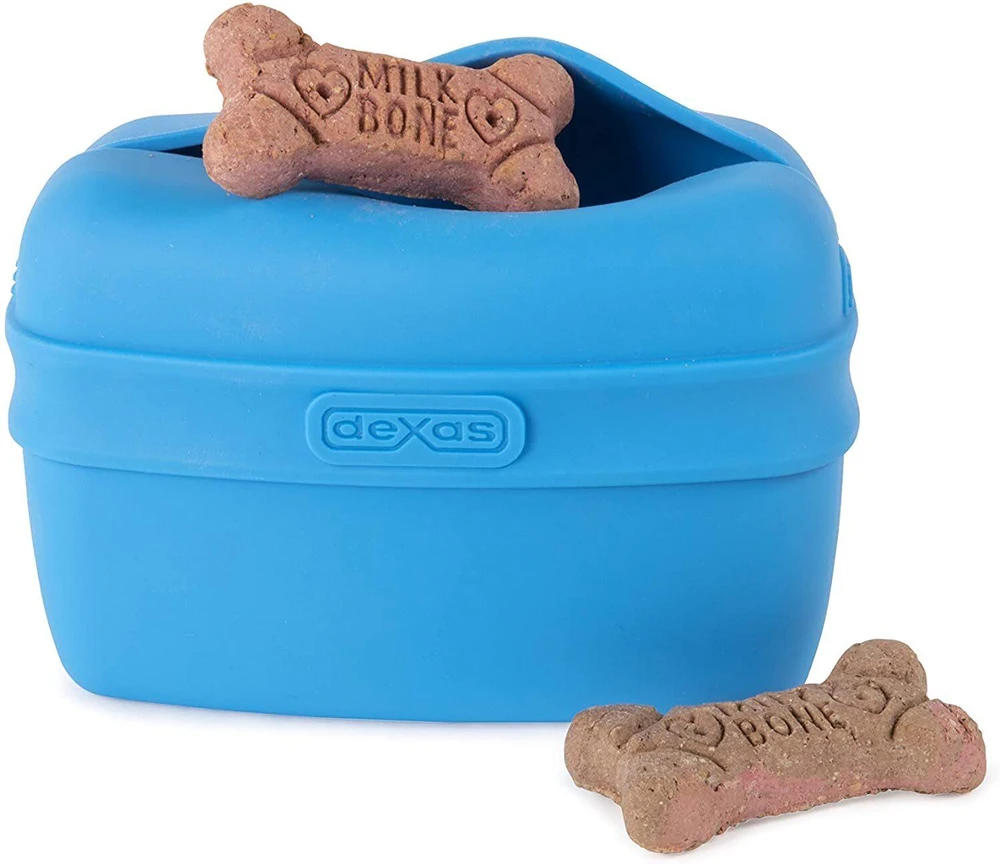 Dexas Pooch Pouch Silikoninis skanėstų laikiklis – Inovatyvus patogus dizainas, mėlynos spalvos