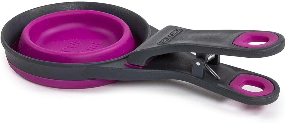 „Dexas“ sulankstomas „KlipScoop“ 3in1 vidutinio dydžio 237ml – sulankstomas maisto kaušelis su maišelio spaustuku, violetinis