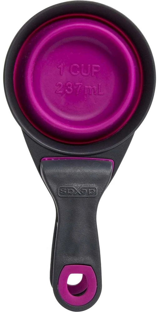 „Dexas“ sulankstomas „KlipScoop“ 3in1 vidutinio dydžio 237ml – sulankstomas maisto kaušelis su maišelio spaustuku, violetinis