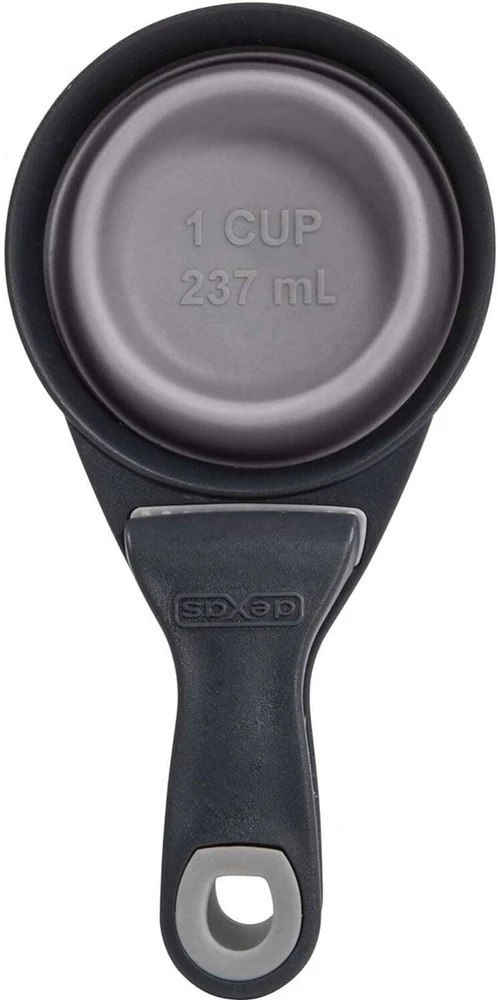 „Dexas“ sulankstomas „KlipScoop“ 3in1 vidutinio dydžio 237ml – sulankstomas maisto kaušelis su maišelio spaustuku, violetinis