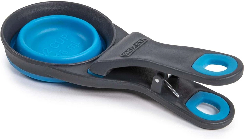 Dexas Sulstomas KlipScoop 3in1 Mažas 118ml – Sulankstomas maisto kaušelis su maišelio spaustuku, fuksijų spalvos