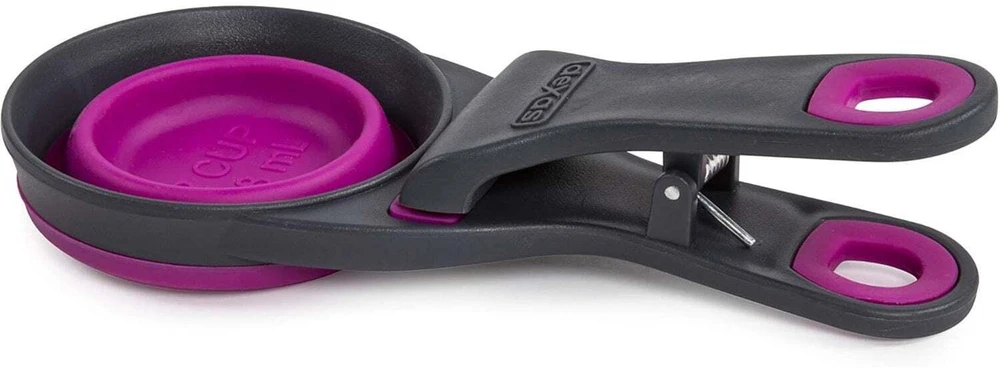 Dexas Sulstomas KlipScoop 3in1 Mažas 118ml – Sulankstomas maisto kaušelis su maišelio spaustuku, fuksijų spalvos