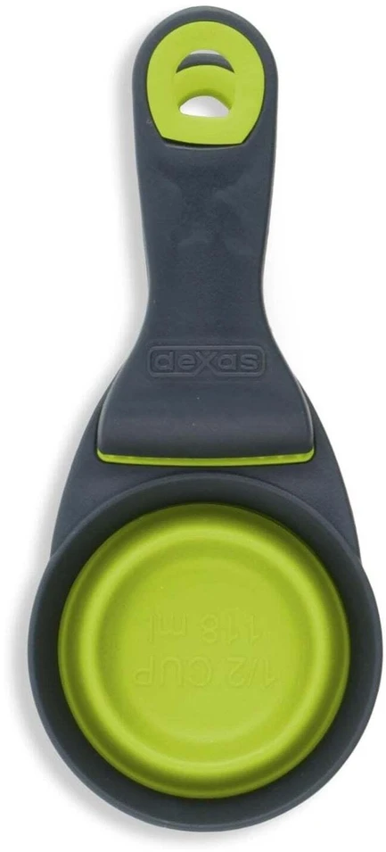 Dexas Sulstomas KlipScoop 3in1 Mažas 118ml – Sulankstomas maisto kaušelis su maišelio spaustuku, fuksijų spalvos