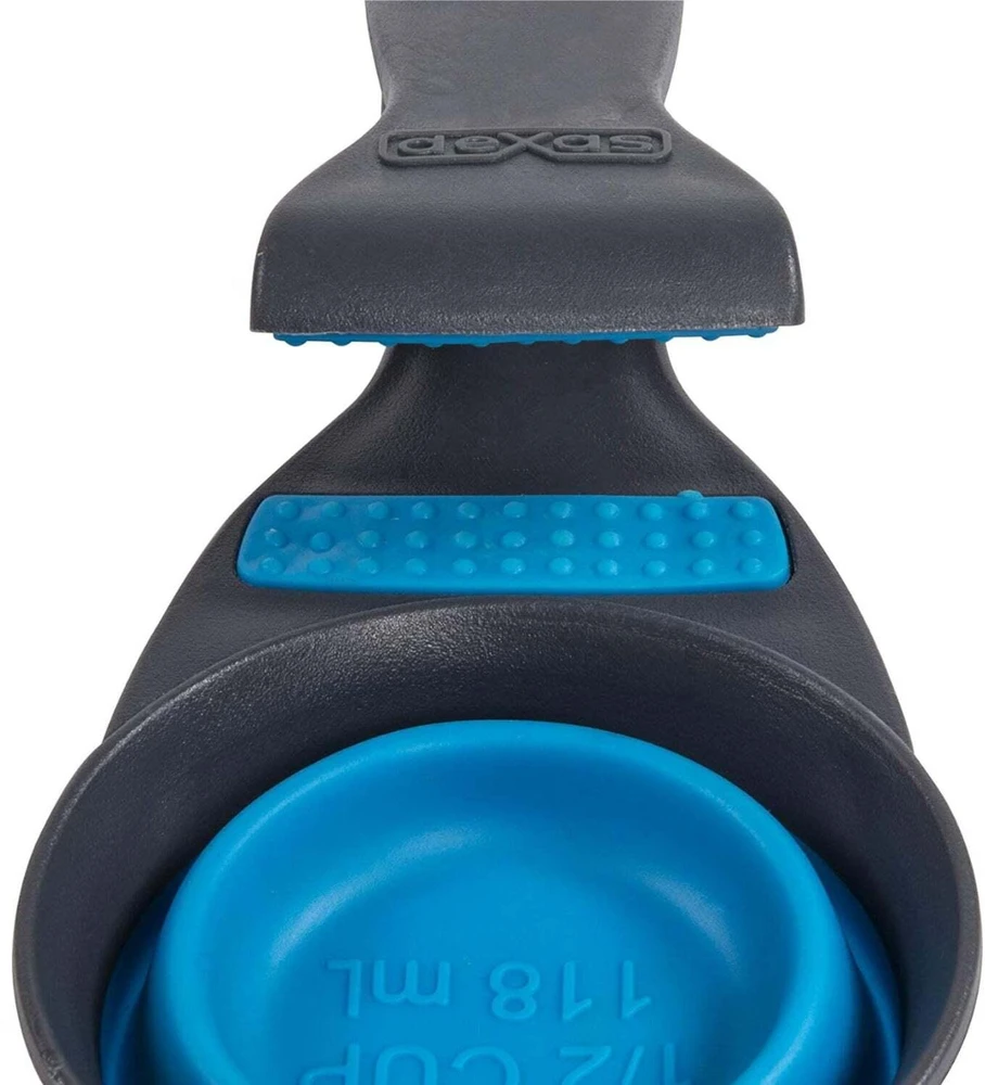 Dexas Sulstomas KlipScoop 3in1 Mažas 118ml – Sulankstomas maisto kaušelis su maišelio spaustuku, fuksijų spalvos