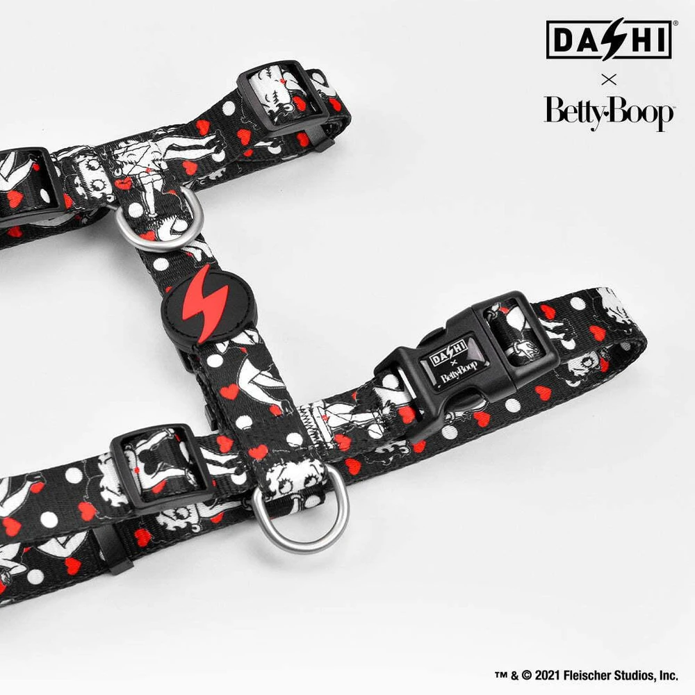 Diržai Dashi Classy Betty – Reguliuojami apsauginiai diržai su Betty Boop raštu, juodi, maži