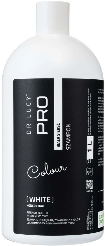Dr. Lucy Pro Baltas Coat šampūnas – Skaistinanti formulė, 1L butelis spindinčiam kailiui