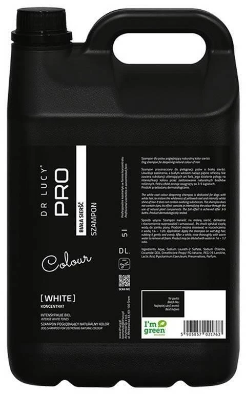 Dr. Lucy PRO Baltas Šampūnas – Skaistinanti formulė baltiems ir šviesiems kailiams, 250ml