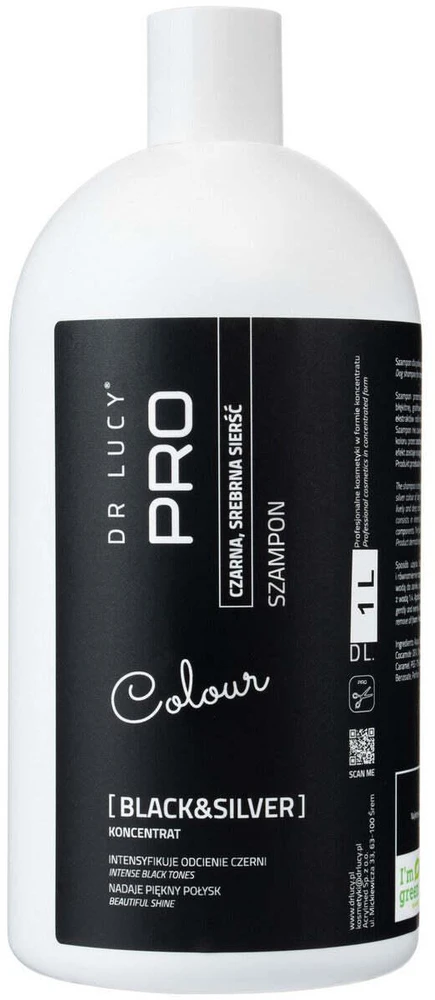 Dr. Lucy PRO juodų ir sidabrinių atspalvių šampūnas – paryškina tamsius ir sidabrinius kailius, 250 ml