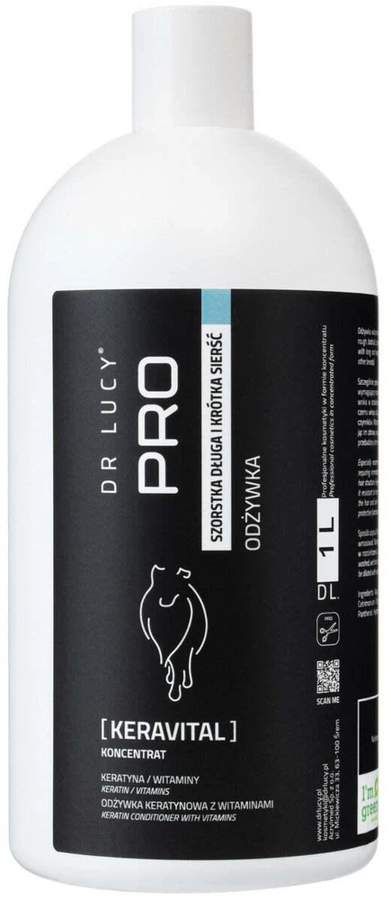 Dr. Lucy PRO Keravital kondicionierius – keratino ir vitaminų formulė, 5 l, maitina ilgą kailį