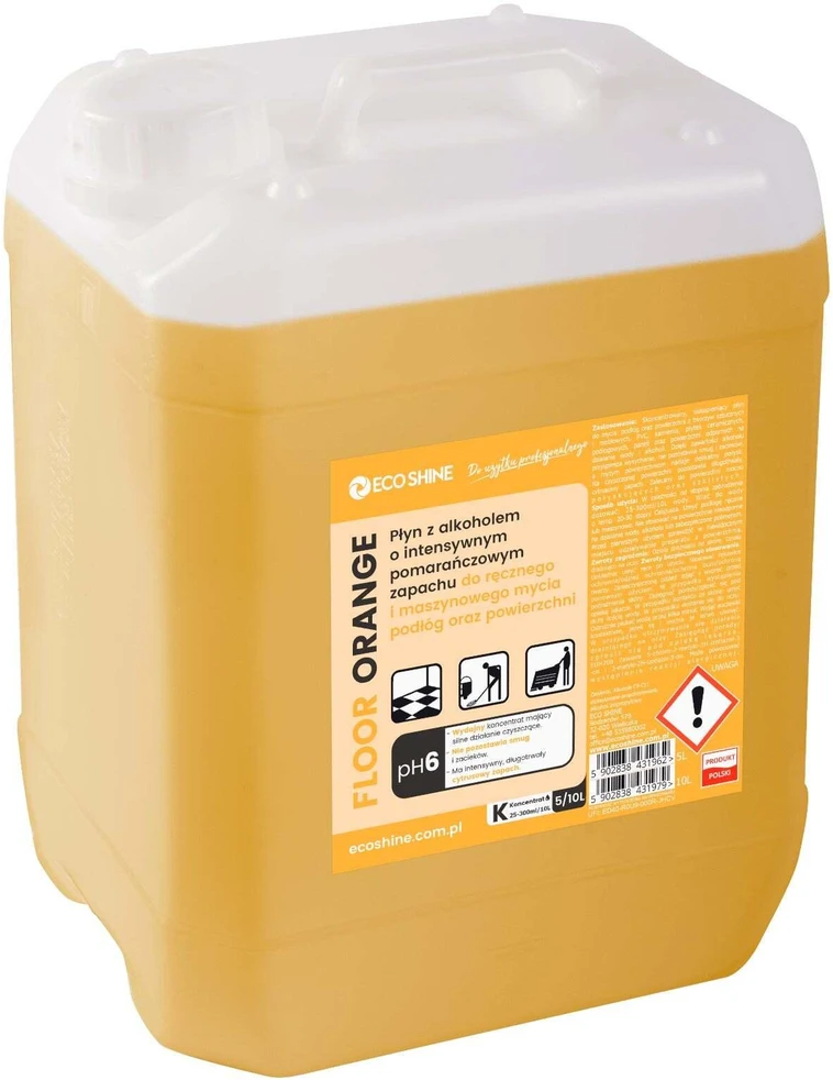 Eco Shine grindų valiklis – su apelsinų kvapu, mažai putojanti alkoholio formulė, 5L