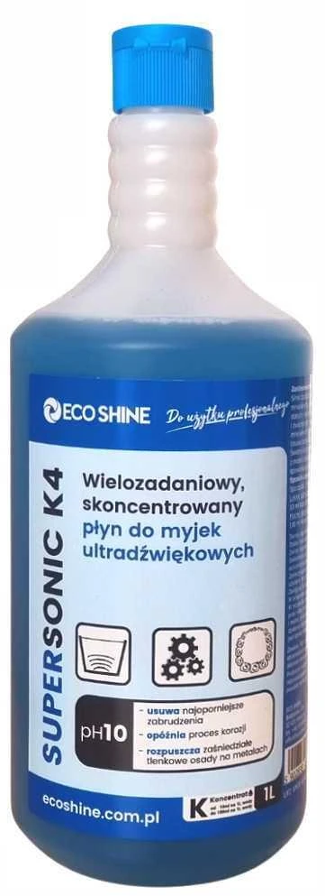 Eco Shine Supersonic K4 Ultragarsinio Valytuvo Skystas Koncentratas 1:10, 1L – Greito Veikimo Formulė