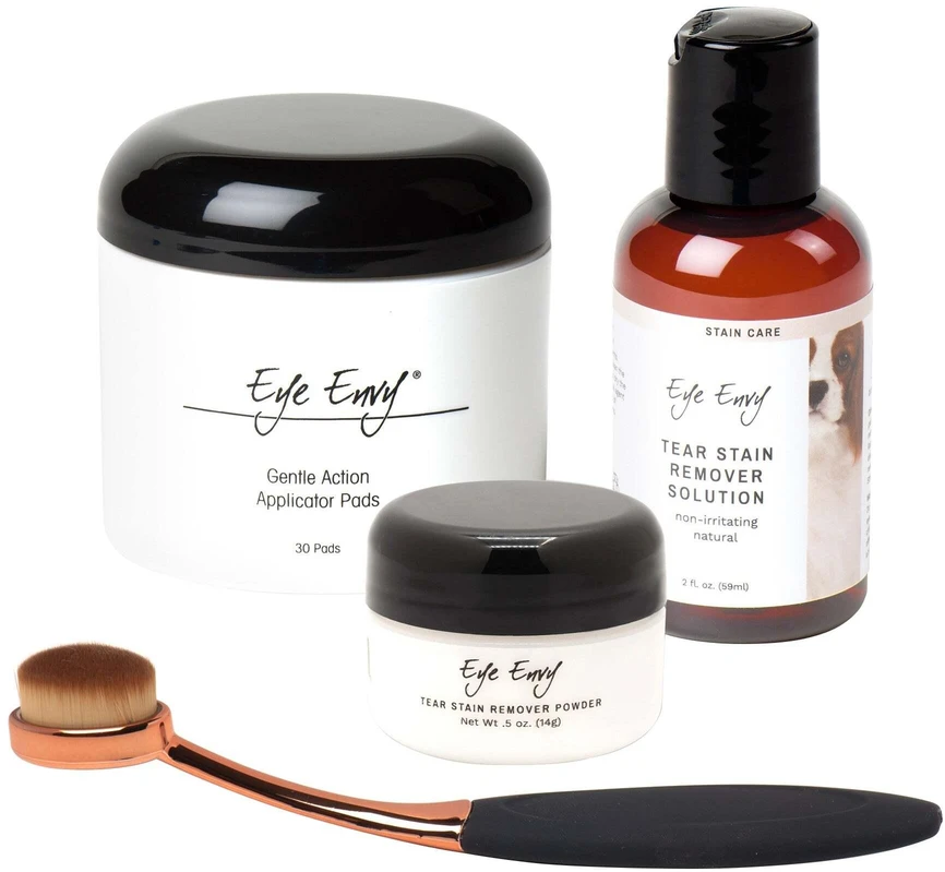 Eye Envy Starter Kit su dideliu šepetėliu šunims – pilnas ašarų dėmių šalinimo rinkinys su minkštu aplikatoriumi
