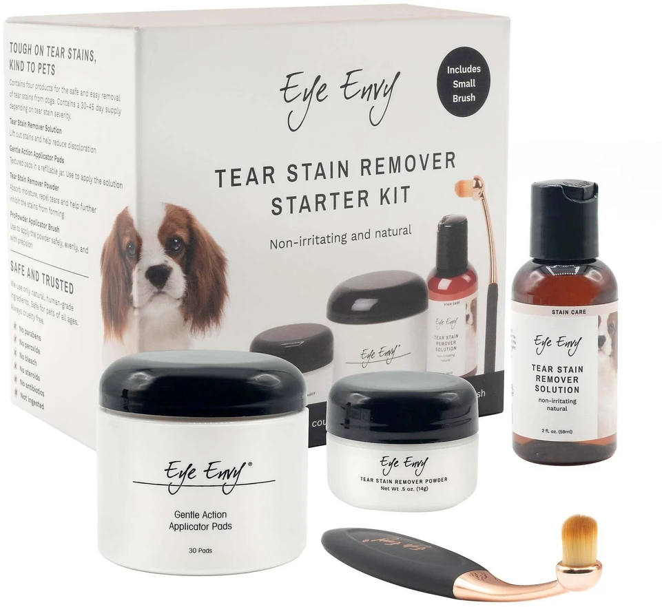 Eye Envy Starter Kit mažas šepetėlis šunims – pilnas ašarų dėmių šalinimo rinkinys su švelniu aplikatoriumi