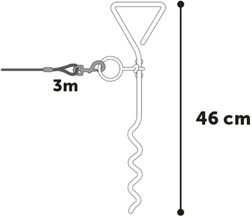 FLAMINGO Šuns prisegimo kuolas 46cm – metalinis kuolas su 3m plieniniu pavadėliu, ilgaamžė konstrukcija