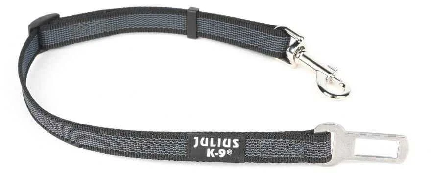 Julius-K9 Color &amp; Gray saugos diržo adapteris – reguliuojamas juodas automobilio saugos diržas, patvarus dizainas