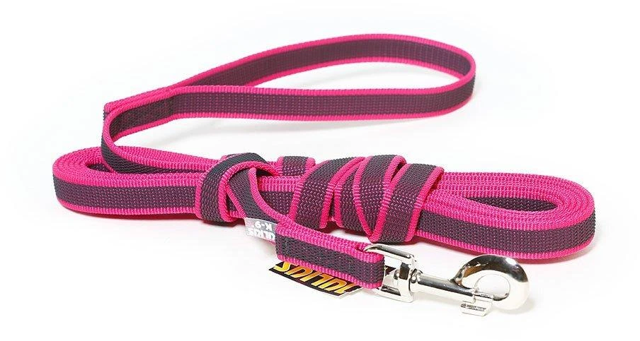 Julius K9 Color & Gray Supergrip pavadėlis su rankena – Rožinis, neslystantis, 300cm x 20mm, patvarus dresavimo pavadėlis