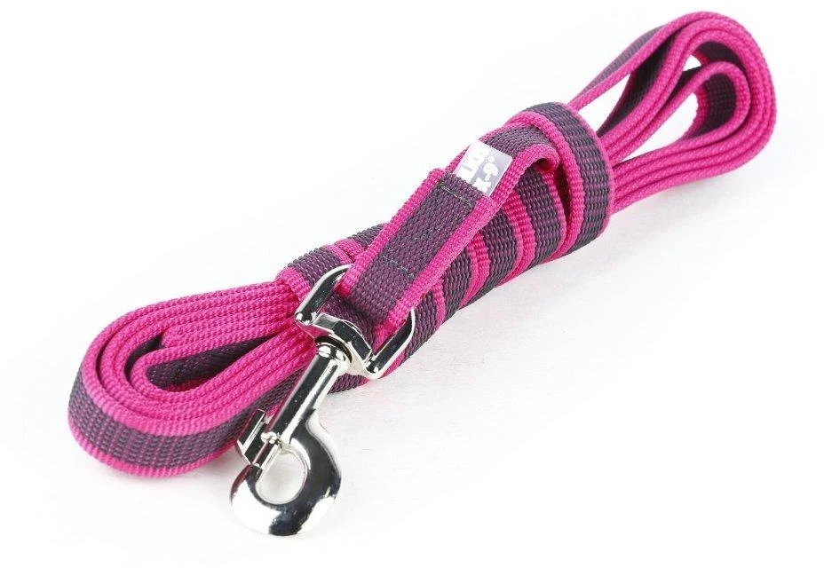 Julius K9 Color & Gray Supergrip pavadėlis su rankena – Rožinis, neslystantis, 300cm x 20mm, patvarus dresavimo pavadėlis