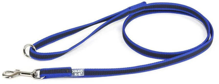 Julius K9 Color & Gray Supergrip pavadėlis – neslystanti juoda pavadė su rankena ir žiedu, 1,4x120cm