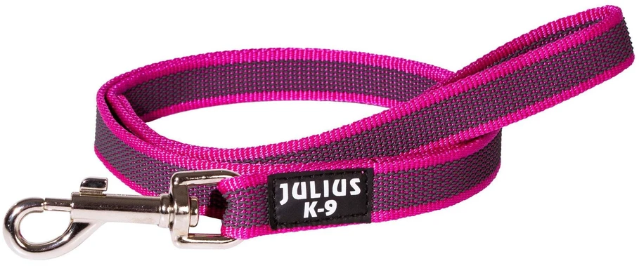 Julius K9 Color & Gray Supergrip pavadėlis su rankena – Rožinis, neslystantis, 300cm x 20mm, patvarus dresavimo pavadėlis