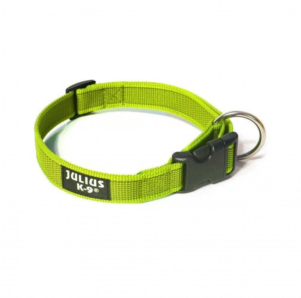 Julius K9 Color & Pilkas antkaklis 2cm – tvirtas, reguliuojamas šunų antkaklis, juodas nailonas