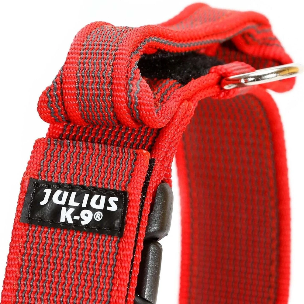 Julius K9 Color&Gray antkaklis su rankena – 50 mm pločio, su saugos užraktu, juodas, patvarus dizainas