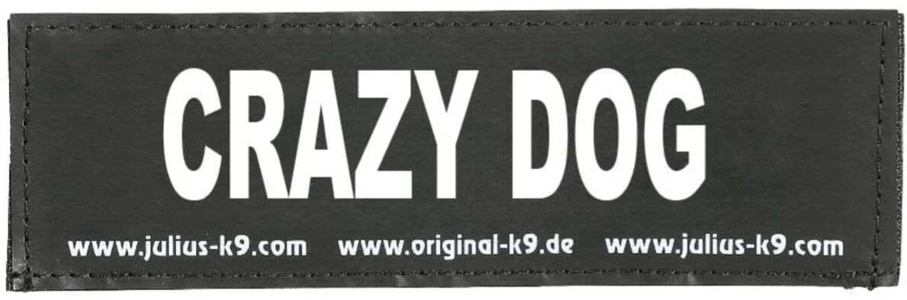 Julius K9 Crazy Dog Patch rinkinys – Velcro tvirtinimas, mažas dydis, 2 vnt.