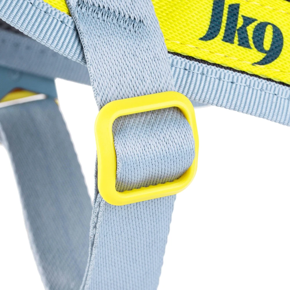 Julius-K9 Gatvės pakinktai „Sky Gray & Neon Lime“ – XXS, lengvas miesto dizainas, atspindintys akcentai