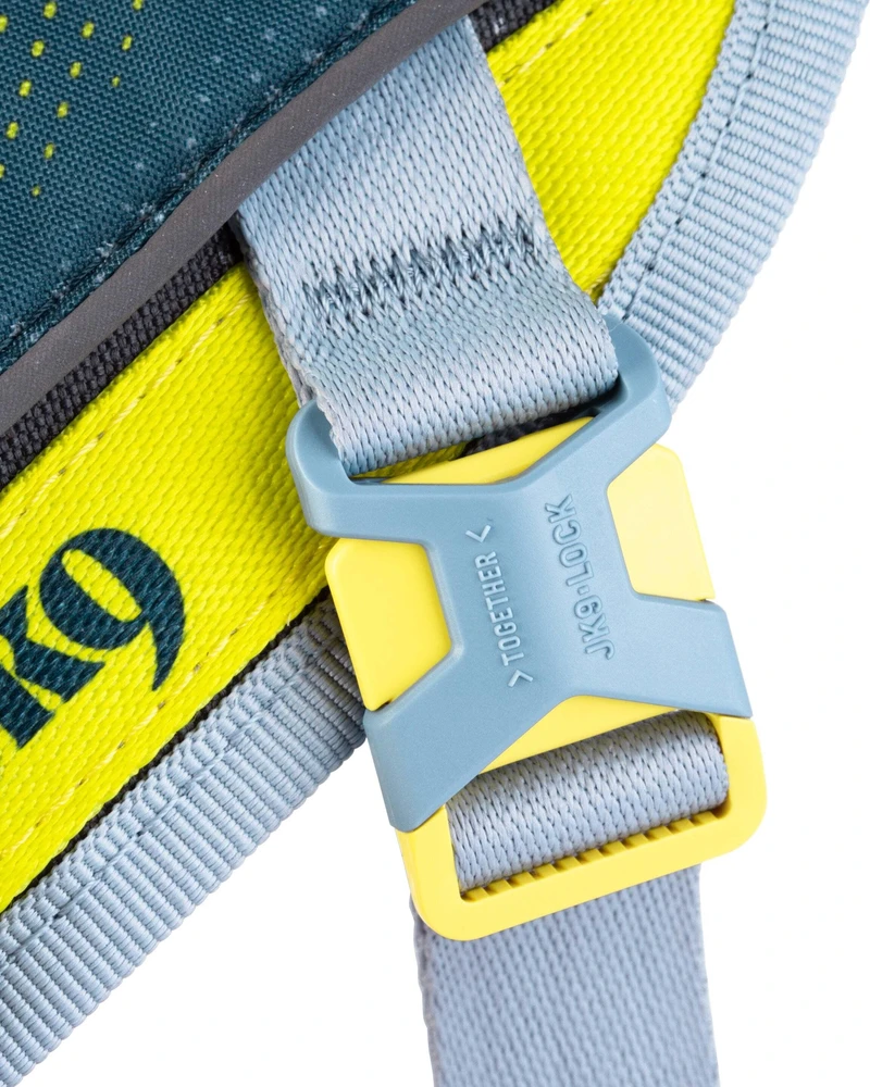Julius-K9 Gatvės pakinktai „Sky Gray & Neon Lime“ – XXS, lengvas miesto dizainas, atspindintys akcentai