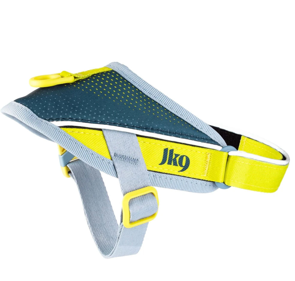Julius-K9 Gatvės pakinktai „Sky Gray & Neon Lime“ – XXS, lengvas miesto dizainas, atspindintys akcentai
