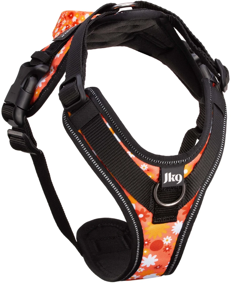 Julius-K9 IDC Longwalk Light Harness Rožinė Flower – Lengvas žygio diržas su GPS kišene, Dydis S