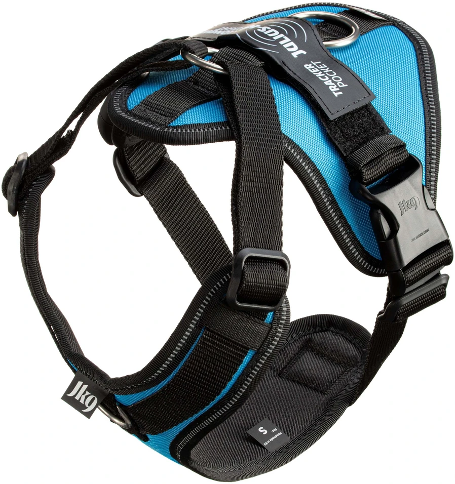 Julius-K9 IDC Longwalk Light Pakalimėlė Aquamarine – Lengvas trekingo dizainas su GPS kišene, XL Mėlyna