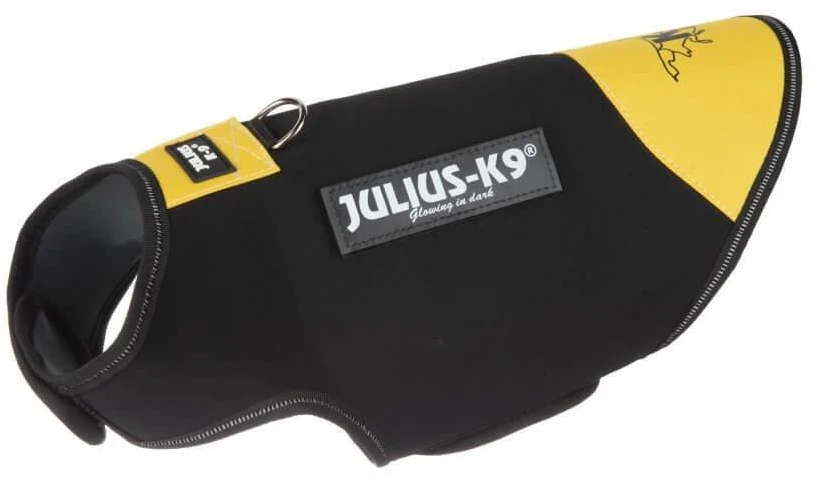 Julius-K9 IDC Neopreninė šunų striukė – juoda ir geltona, lengva terminė apsauga