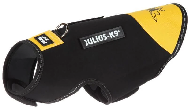 Julius-K9 IDC Neopreninė šunų striukė – juoda ir geltona, lengva terminė apsauga
