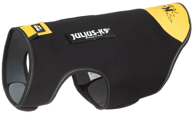 Julius-K9 IDC Neopreninė šunų striukė – juoda ir geltona, lengva terminė apsauga