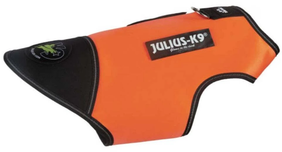 Julius-K9 IDC Neopreninis šunų kombinezonas – oranžinė ir juoda, lengvas vandeniui atsparaus dizaino