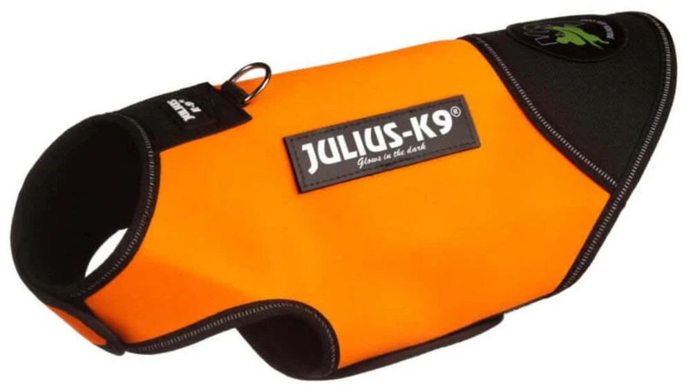 Julius-K9 IDC Neopreninis šunų kombinezonas – oranžinė ir juoda, lengvas vandeniui atsparaus dizaino