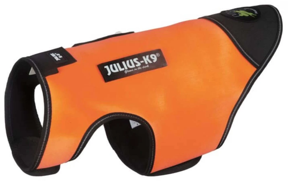 Julius-K9 IDC Neopreninis šunų kombinezonas – oranžinė ir juoda, lengvas vandeniui atsparaus dizaino