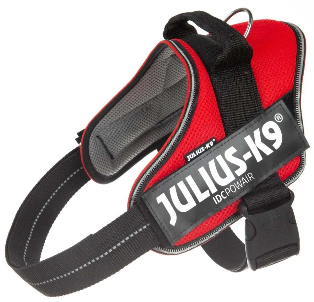 Julius K9 IDC Powair Diržas Raudonas – Lengvas Kvėpuojantis Tinklelio Šunų Diržas, XXL Dydis