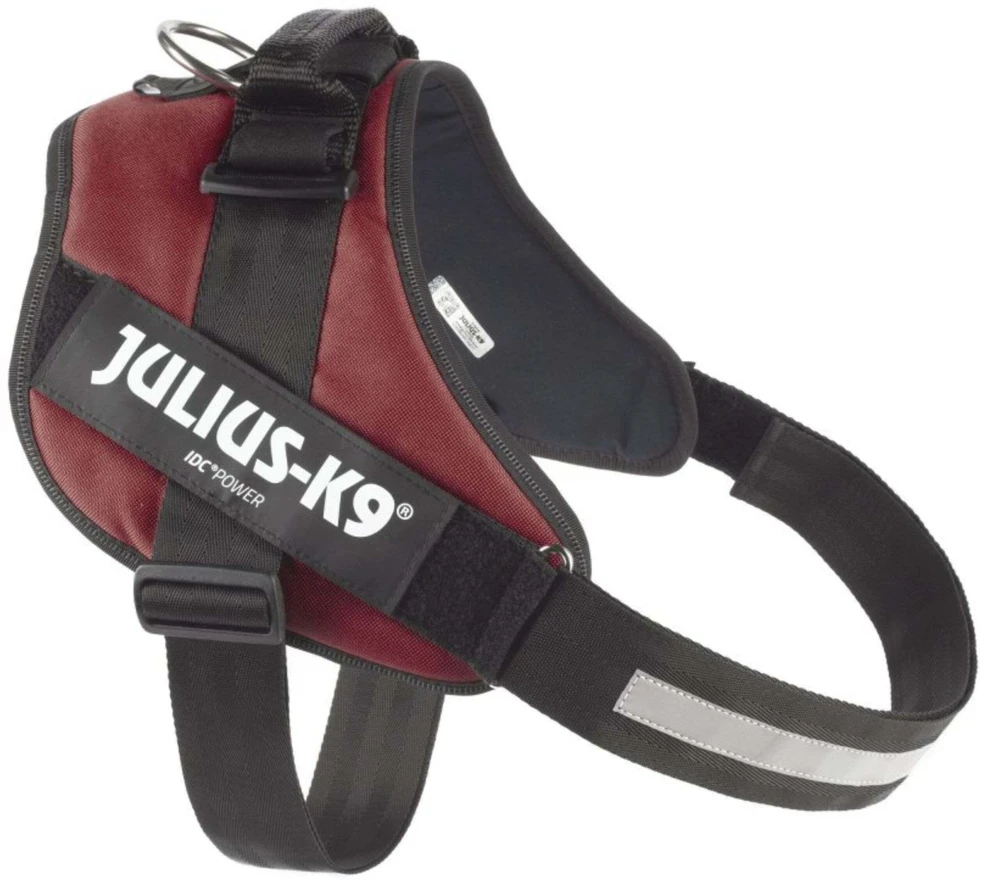 Julius-K9 IDC Powerharness Bordo-Ruda – Premium reguliuojama šunų pavadėlė, bordo, 3 dydis