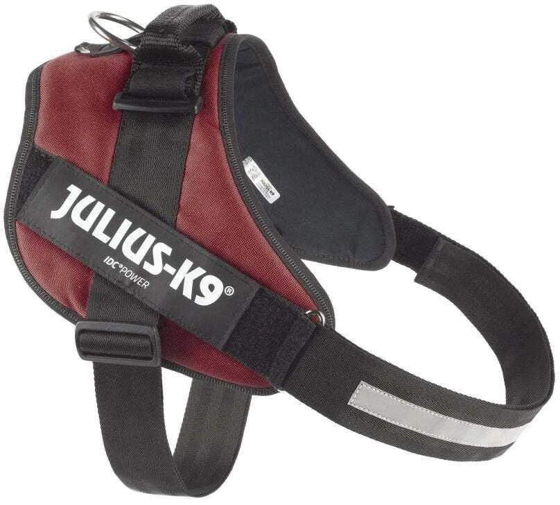 Julius-K9 IDC Powerharness Bordo-Ruda – Premium reguliuojama šunų pavadėlė, bordo, 3 dydis